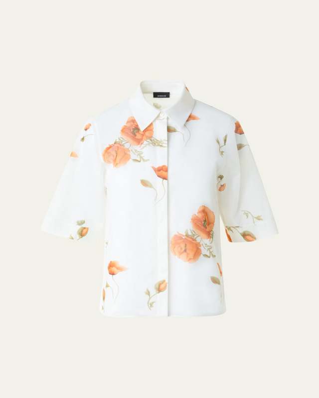 Anemone Print Cotton Voile Blouse